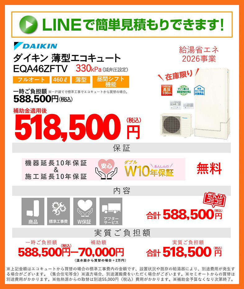 エコキュート 補助金 ダイキン